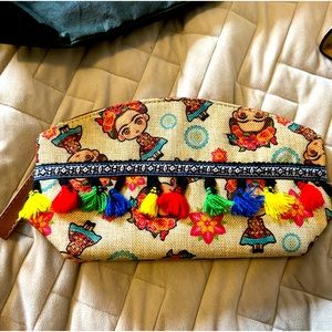 A wristlet make up bag